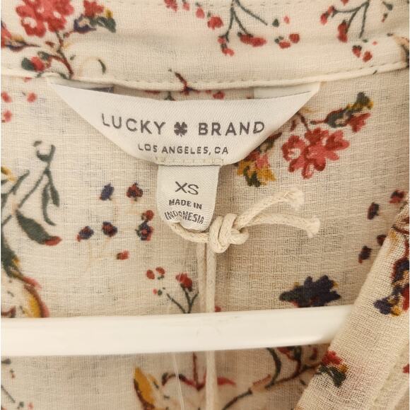Lucky Brand Sheer Floral Boho Shirt XS NWT - Picture 8 of 9